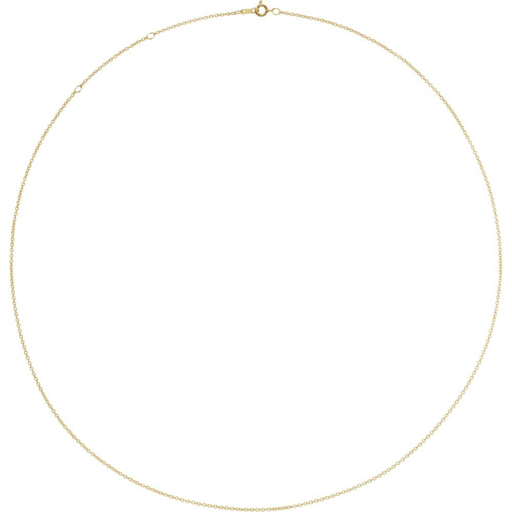 Alternate view of the 1mm 14k Yellow Gold Solid Cable Chain Adjustable 16-18 Inch Necklace by The Black Bow Jewelry Co.