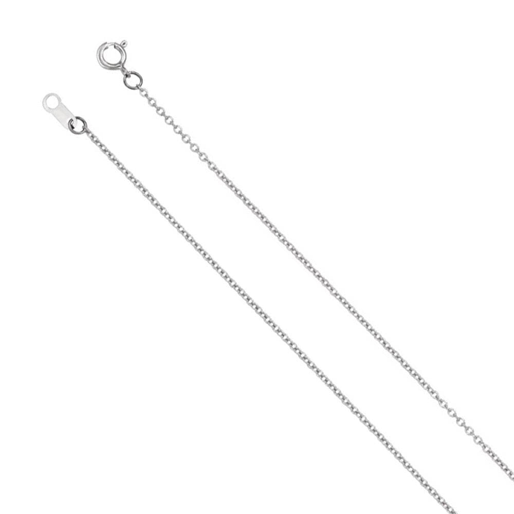 1mm 14k White Gold Solid Cable Chain Spring Ring Clasp Necklace, Item N11491 by The Black Bow Jewelry Co.