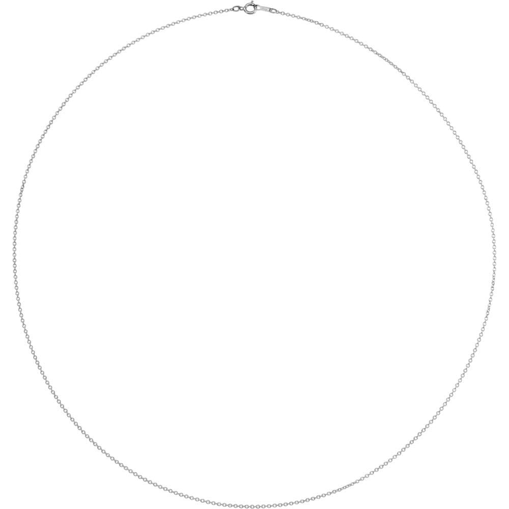 Alternate view of the 1mm 14k White Gold Solid Cable Chain Spring Ring Clasp Necklace by The Black Bow Jewelry Co.