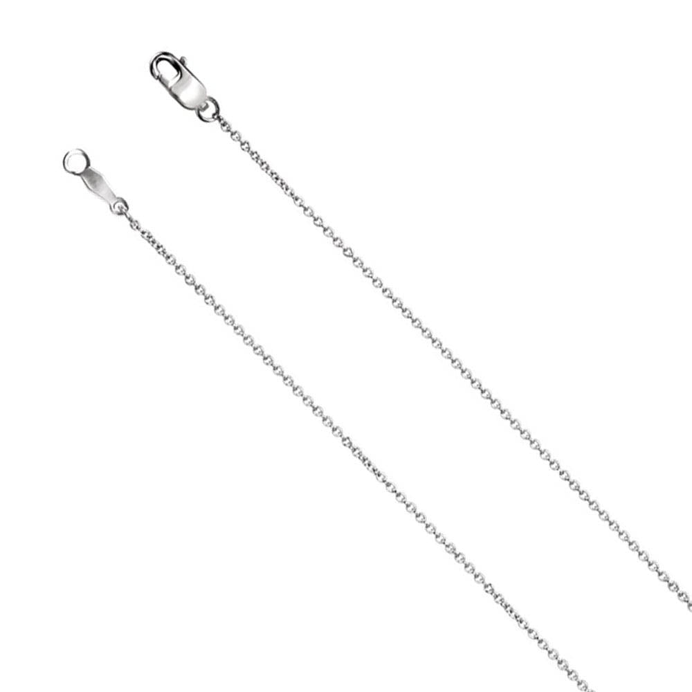 1mm 14k White Gold Solid Cable Chain Lobster Clasp Necklace