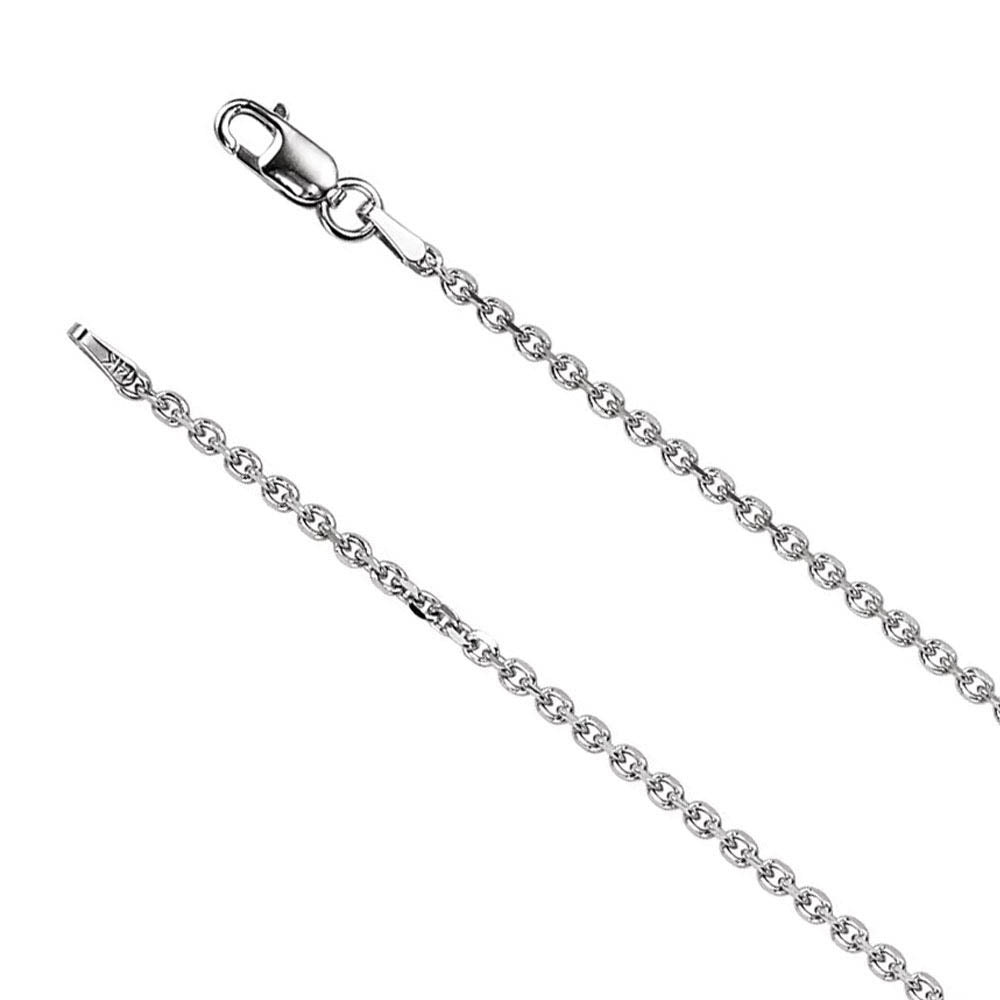 14k White Gold Solid Cable Chain Lobster Clasp Necklace