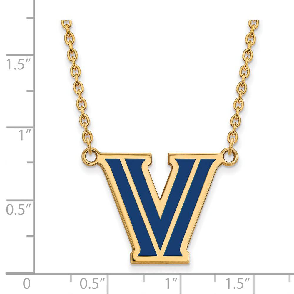 Alternate view of the 14k Gold Plated Silver Villanova U Large Enamel Pendant Necklace by The Black Bow Jewelry Co.