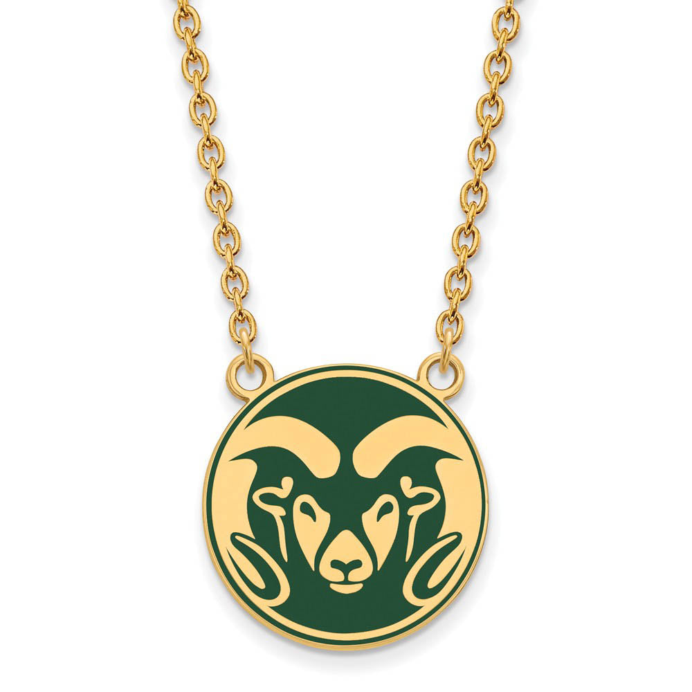 14k Gold Plated Silver Colorado State Enamel Lg. Pendant Necklace, Item N11512 by The Black Bow Jewelry Co.