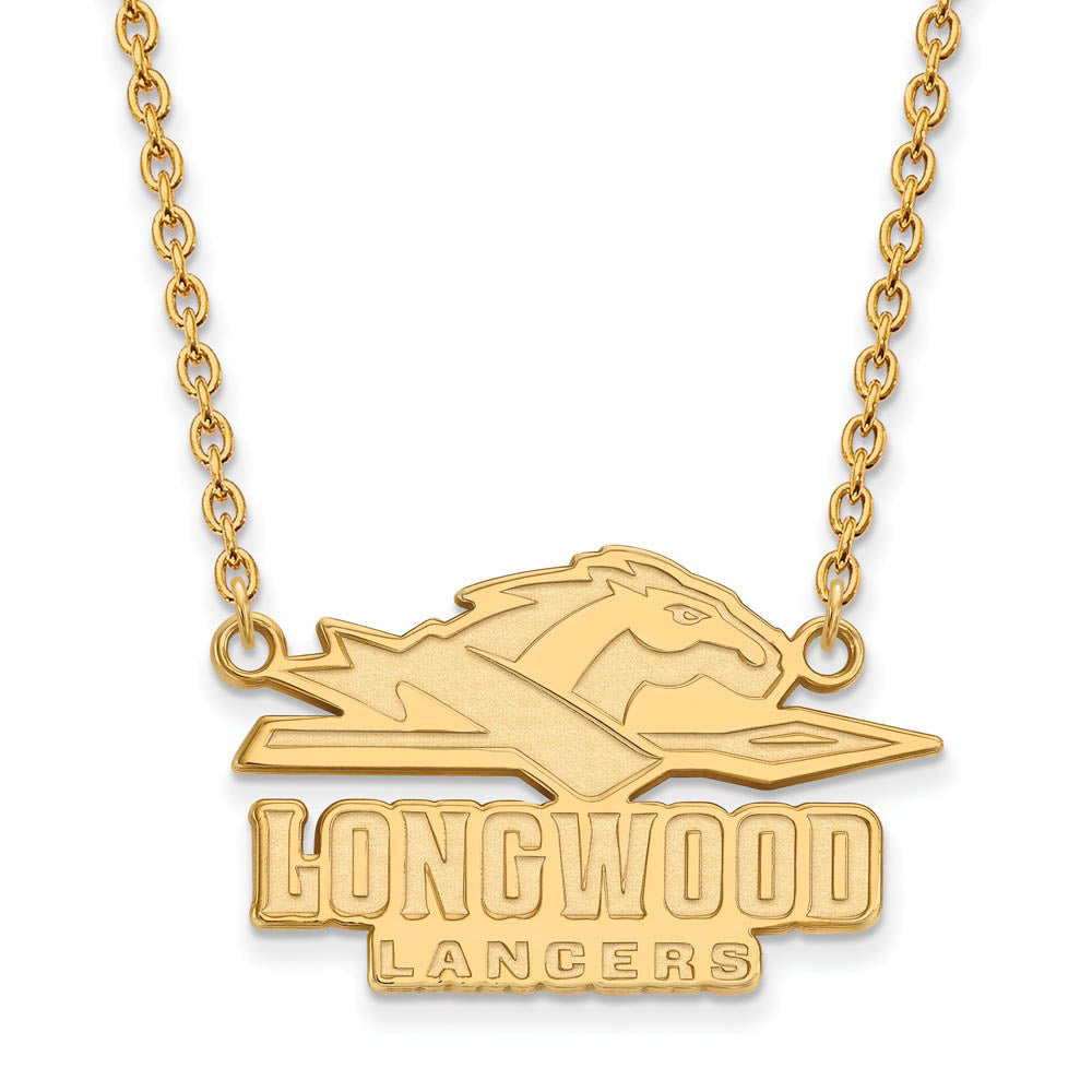 14k Gold Plated Silver Longwood Univ. Lg Enamel Pendant Necklace, Item N11518 by The Black Bow Jewelry Co.