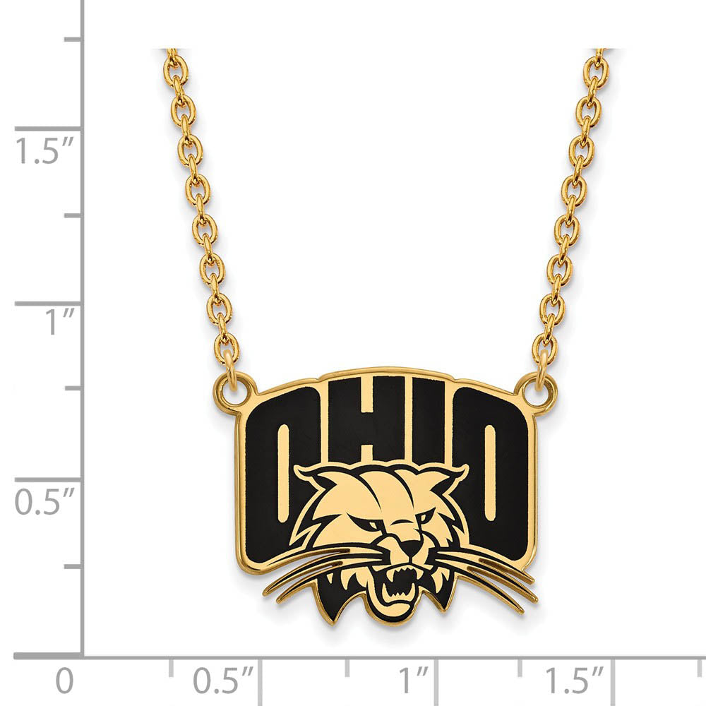 Alternate view of the 14k Gold Plated Silver Ohio U Large Enamel Pendant Necklace by The Black Bow Jewelry Co.