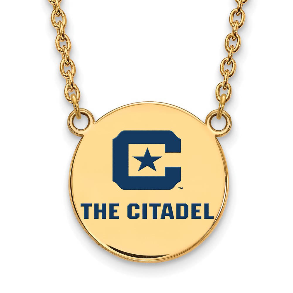 14K Gold Plated Sterling Silver The Citadel LG Enamel Necklace, 18 In, Item N11541 by The Black Bow Jewelry Co.