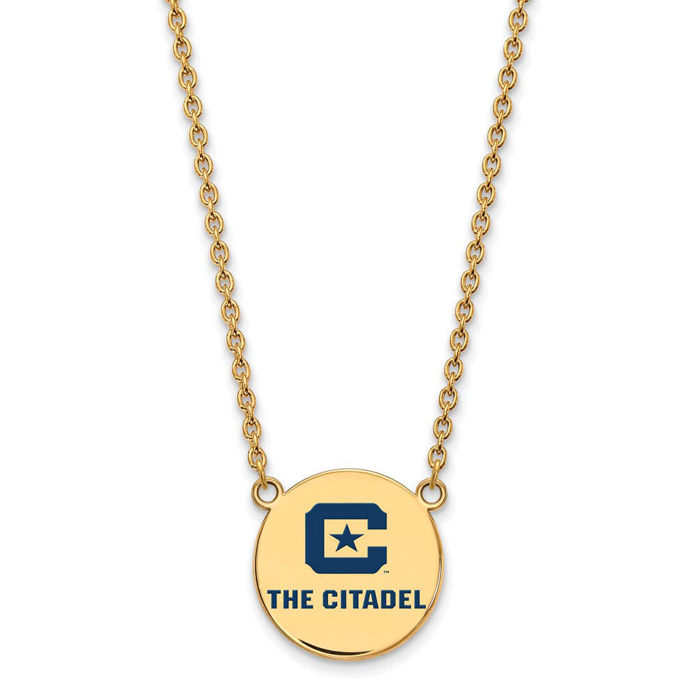 Alternate view of the 14K Gold Plated Sterling Silver The Citadel LG Enamel Necklace, 18 In by The Black Bow Jewelry Co.