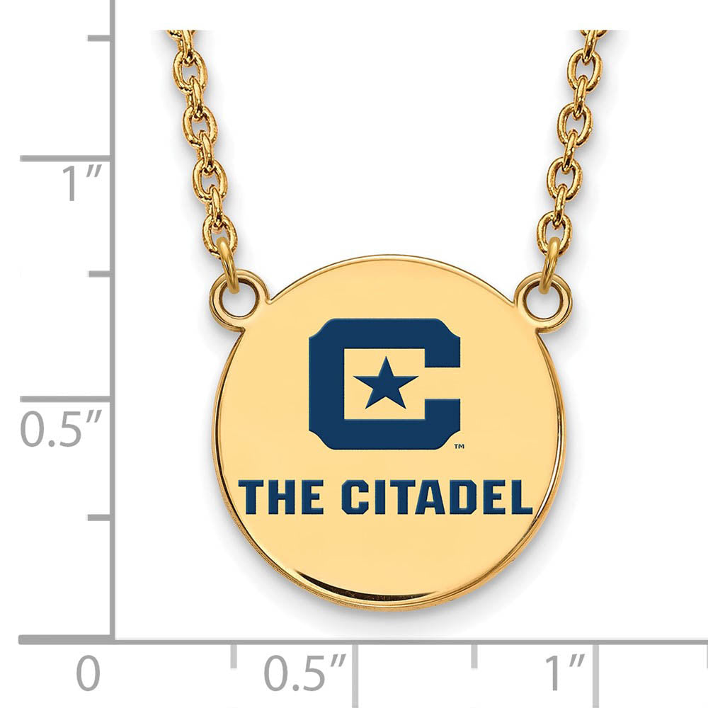 Alternate view of the 14K Gold Plated Sterling Silver The Citadel LG Enamel Necklace, 18 In by The Black Bow Jewelry Co.