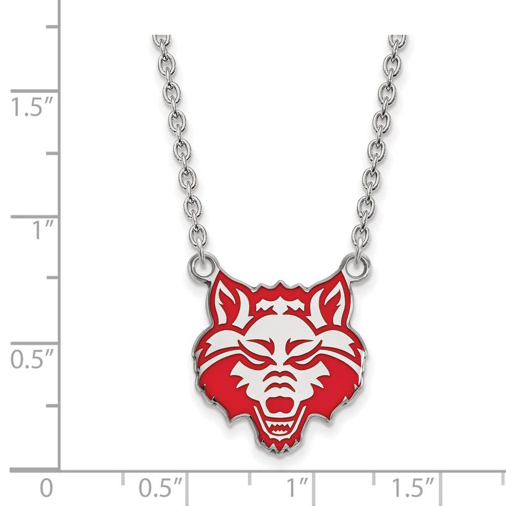 Alternate view of the Sterling Silver Arkansas State Enamel Large Pendant Necklace by The Black Bow Jewelry Co.