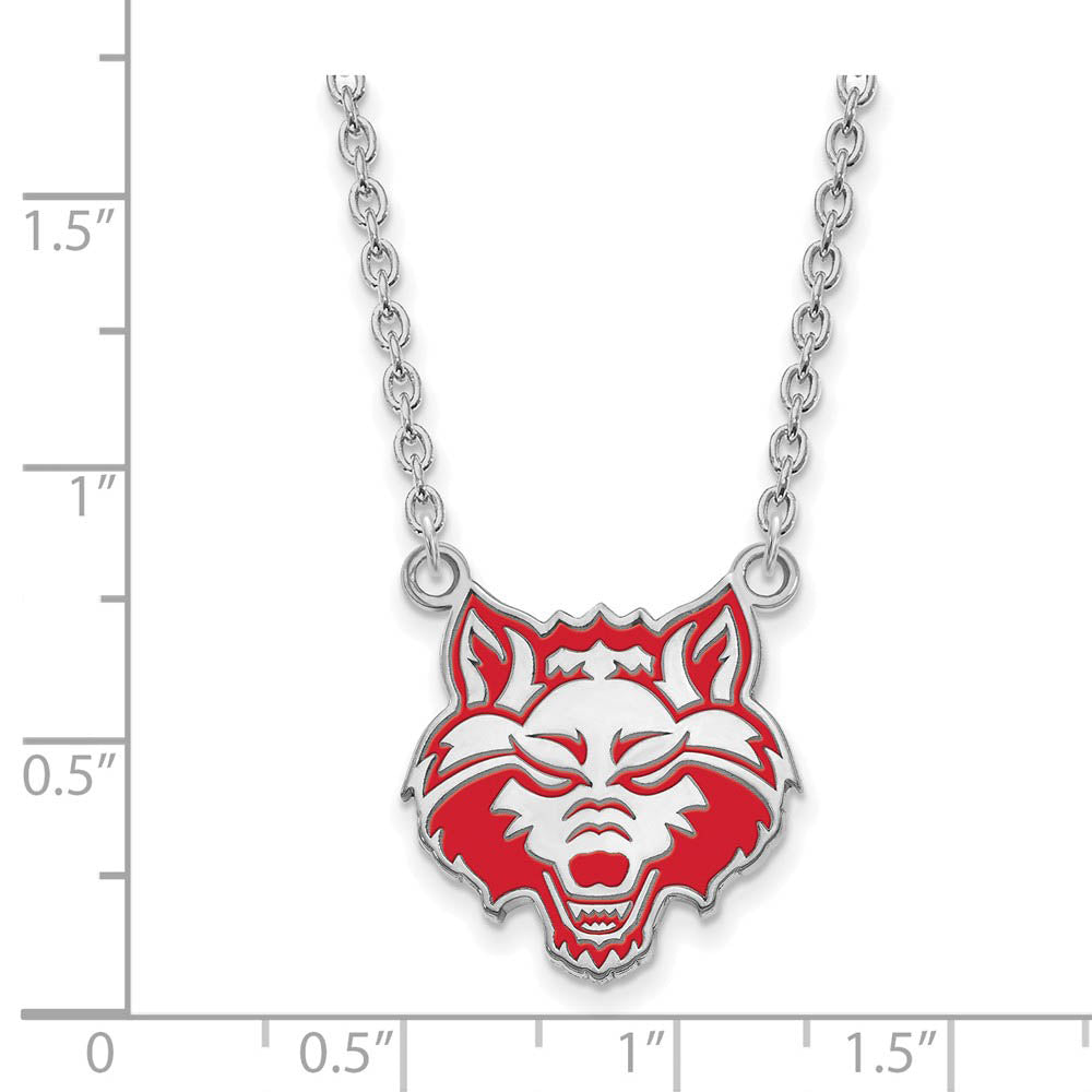 Alternate view of the Sterling Silver Arkansas State Enamel Large Pendant Necklace by The Black Bow Jewelry Co.