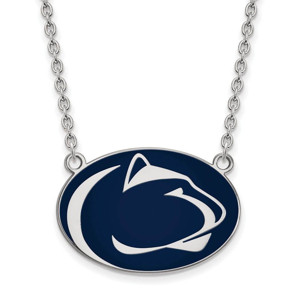 Sterling Silver Penn State Large Enamel Pendant Necklace, Item N11587 by The Black Bow Jewelry Co.
