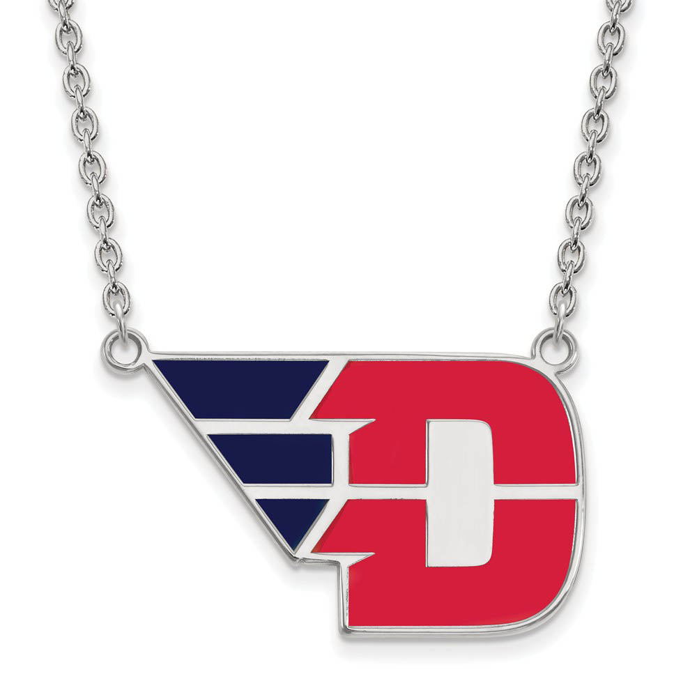 Sterling Silver U of Dayton Large Enamel Pendant Necklace, Item N11590 by The Black Bow Jewelry Co.