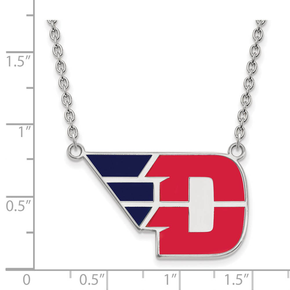 Alternate view of the Sterling Silver U of Dayton Large Enamel Pendant Necklace by The Black Bow Jewelry Co.