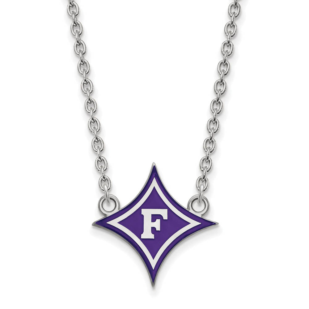 Sterling Silver Furman U Large Enamel Rhombus 'F' Pendant Necklace, Item N11591 by The Black Bow Jewelry Co.