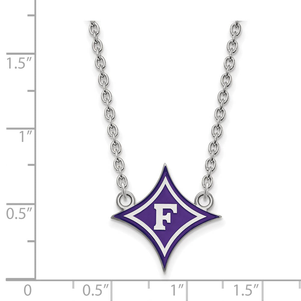 Alternate view of the Sterling Silver Furman U Large Enamel Rhombus 'F' Pendant Necklace by The Black Bow Jewelry Co.