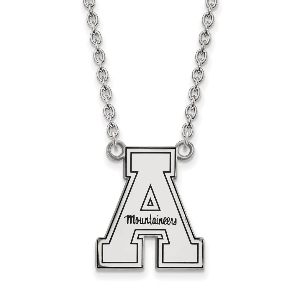 Sterling Silver Appalachian State Enamel Large Pendant Necklace, Item N11593 by The Black Bow Jewelry Co.