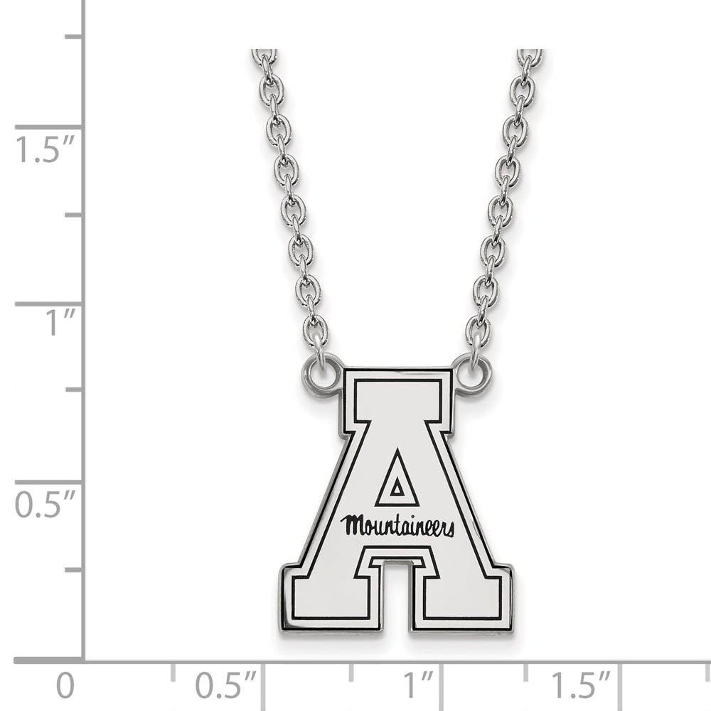 Alternate view of the Sterling Silver Appalachian State Enamel Large Pendant Necklace by The Black Bow Jewelry Co.