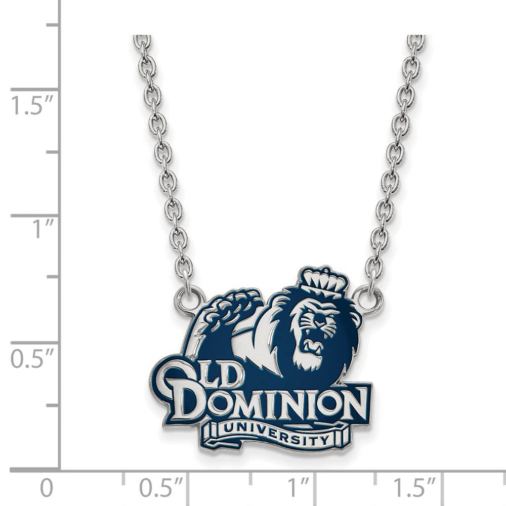 Alternate view of the Sterling Silver Old Dominion U Large Enamel Pendant Necklace by The Black Bow Jewelry Co.