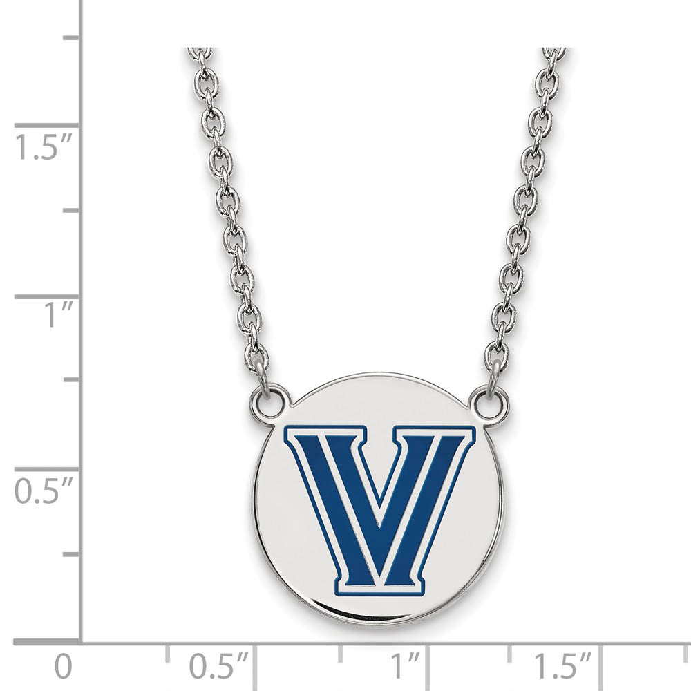 Alternate view of the Sterling Silver Villanova U Large Enamel Disc Pendant Necklace by The Black Bow Jewelry Co.