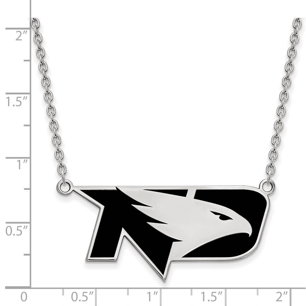 Alternate view of the Sterling Silver North Dakota Large Enamel Logo Necklace by The Black Bow Jewelry Co.