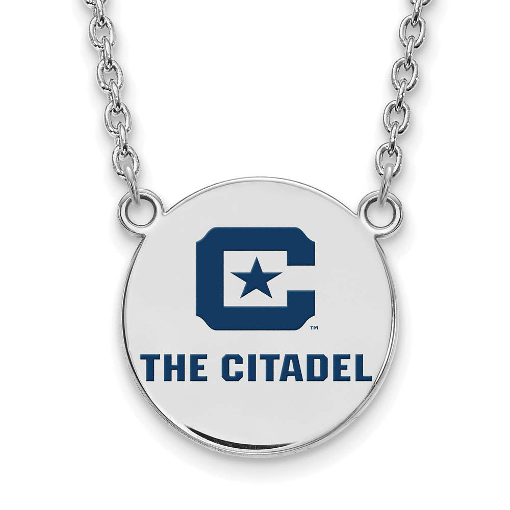 Sterling Silver Rhodium Plated The Citadel LG Enamel Necklace, 18 Inch, Item N11606 by The Black Bow Jewelry Co.