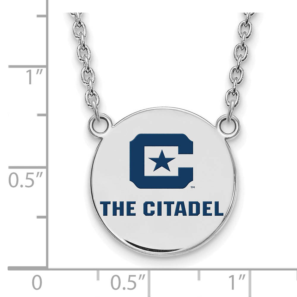 Alternate view of the Sterling Silver Rhodium Plated The Citadel LG Enamel Necklace, 18 Inch by The Black Bow Jewelry Co.