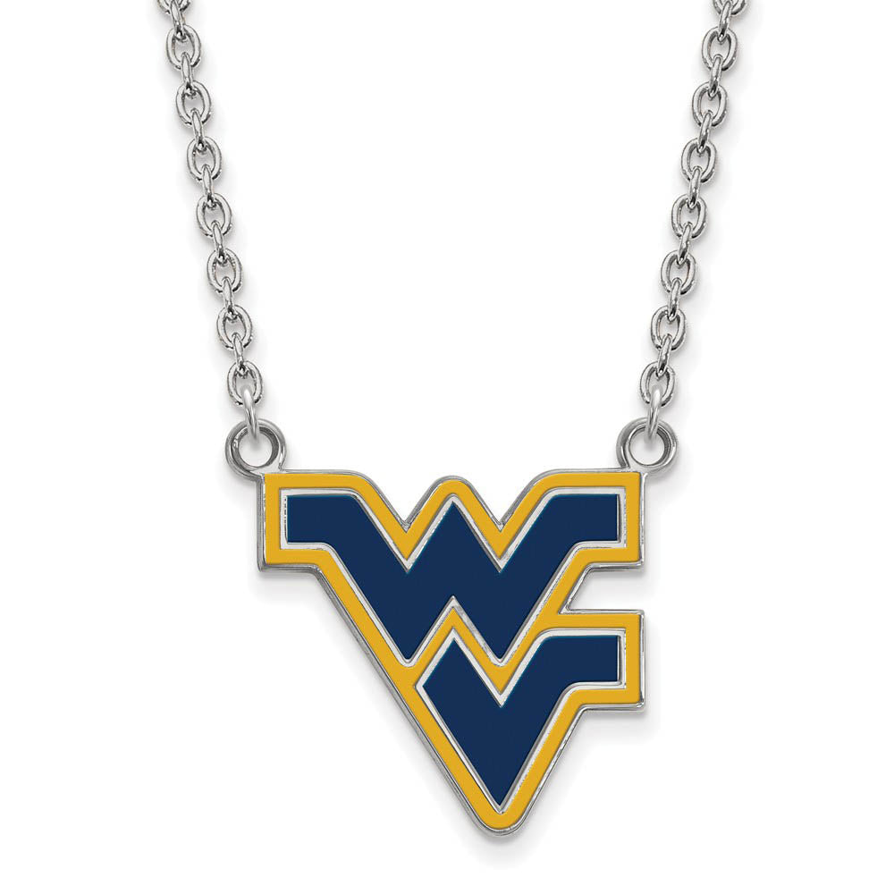Sterling Silver West Virginia U Large Enamel Pendant Necklace, Item N11620 by The Black Bow Jewelry Co.