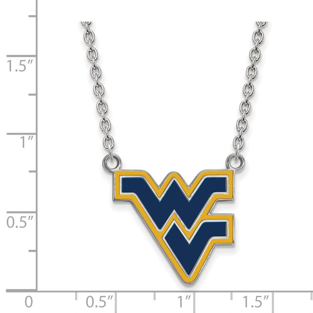 Alternate view of the Sterling Silver West Virginia U Large Enamel Pendant Necklace by The Black Bow Jewelry Co.