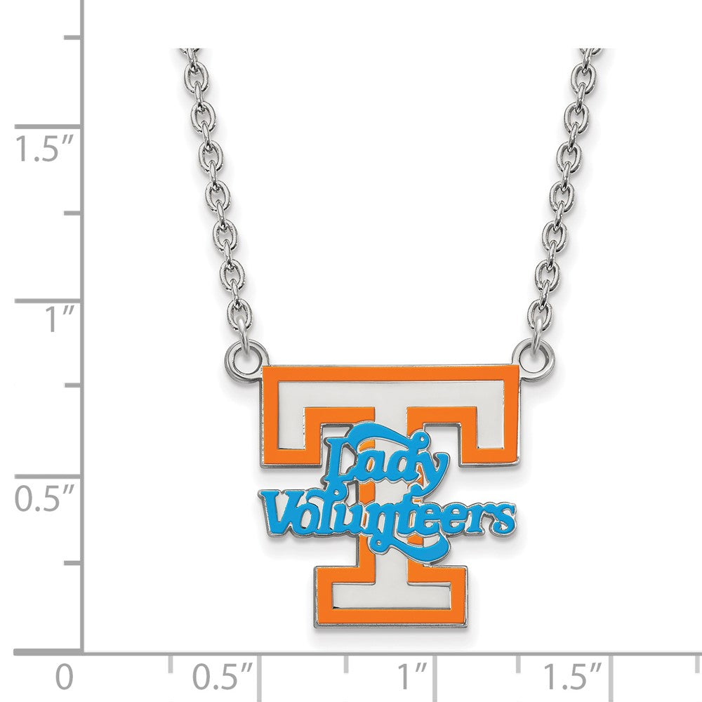 Alternate view of the Sterling Silver U of Tennessee Large Enamel Lady Volunteers Necklace by The Black Bow Jewelry Co.