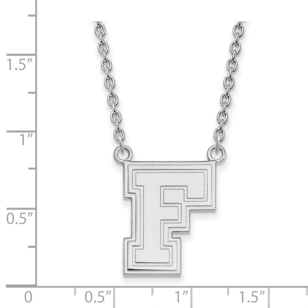 Alternate view of the 10k White Gold Fordham U Large Pendant Necklace by The Black Bow Jewelry Co.