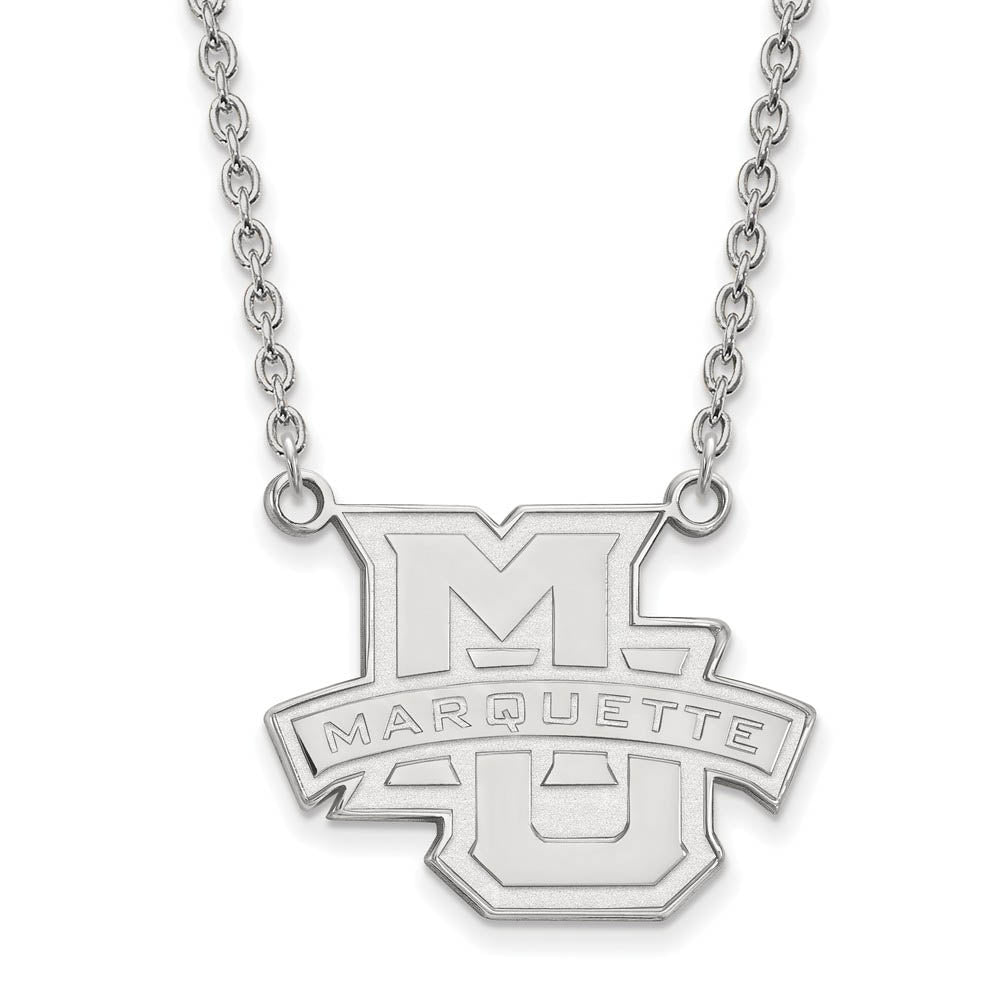 10k White Gold Marquette U Large Pendant Necklace, Item N11654 by The Black Bow Jewelry Co.