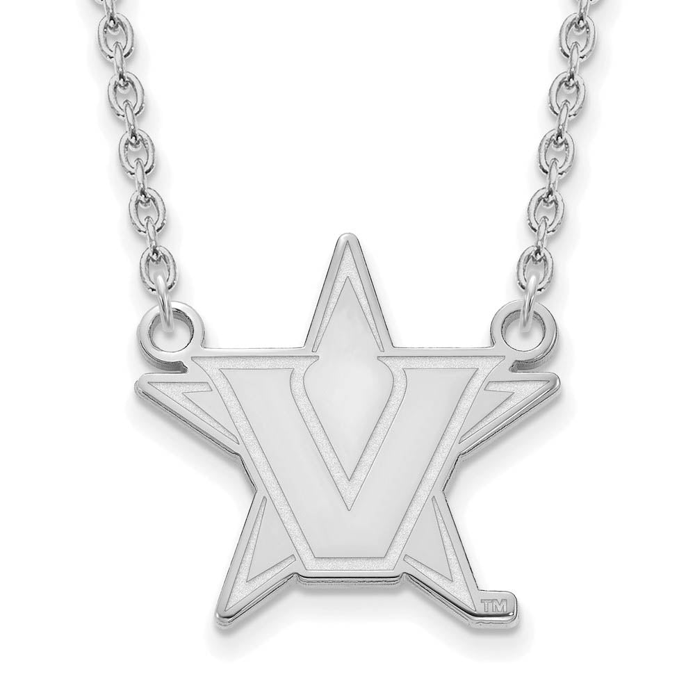 10k White Gold Vanderbilt U Large Pendant Necklace, Item N11663 by The Black Bow Jewelry Co.