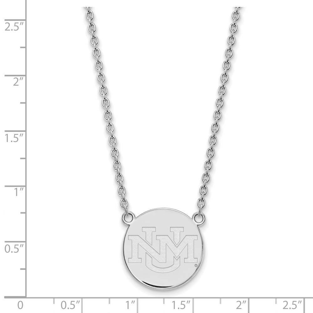 Alternate view of the 10k White Gold U of New Mexico Lg Logo Pendant Necklace by The Black Bow Jewelry Co.