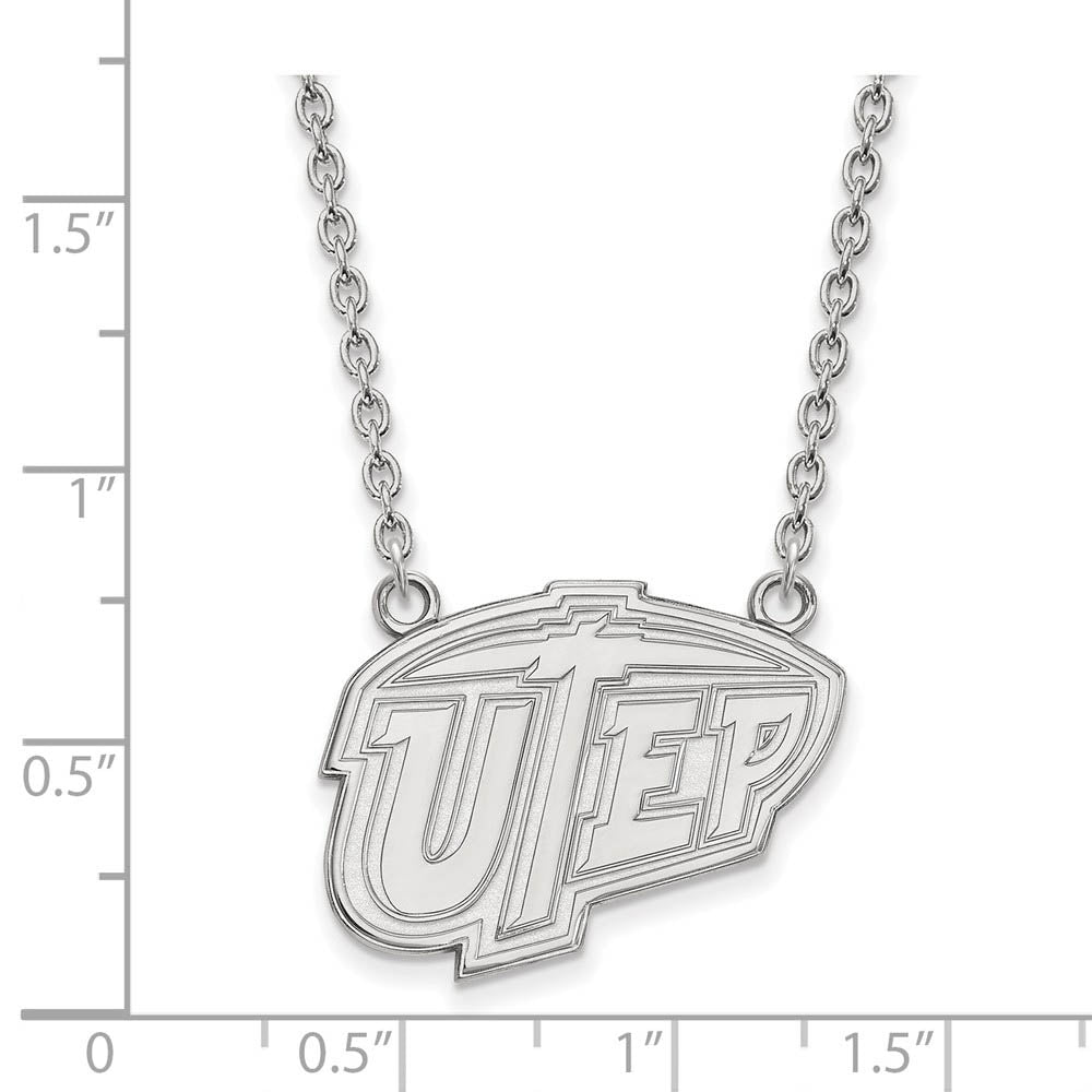 Alternate view of the 10k White Gold U of Texas at El Paso Large Pendant Necklace by The Black Bow Jewelry Co.