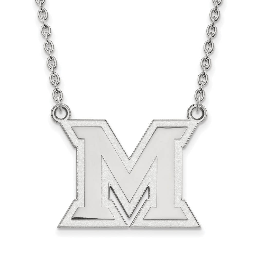 10k White Gold Miami U Large Initial M Pendant Necklace, Item N11708 by The Black Bow Jewelry Co.