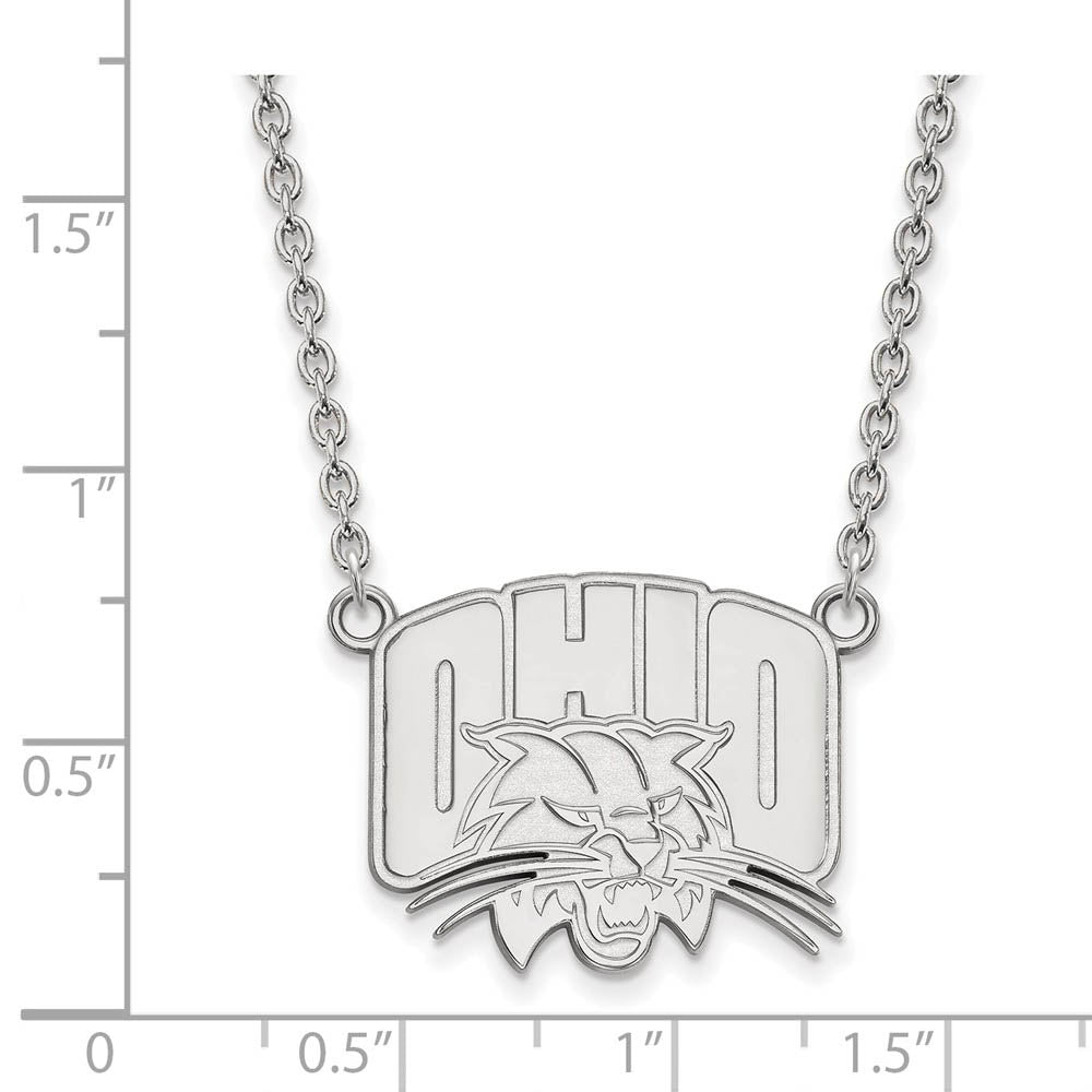 Alternate view of the 10k White Gold Ohio U Large Pendant Necklace by The Black Bow Jewelry Co.