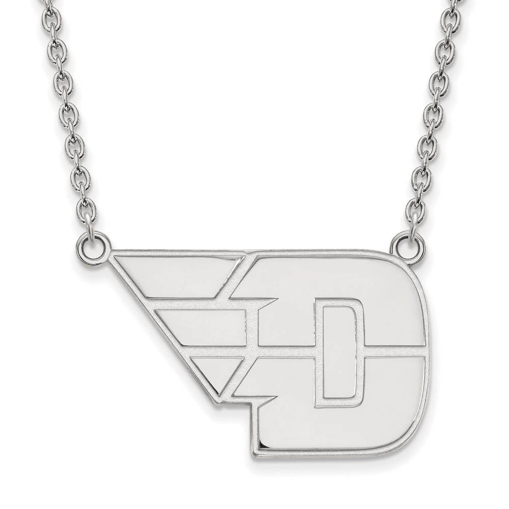 10k White Gold U of Dayton Large Pendant Necklace, Item N11721 by The Black Bow Jewelry Co.