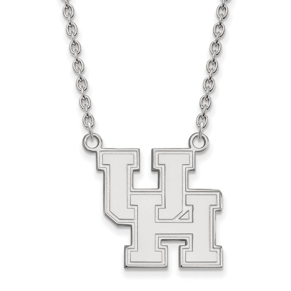 10k White Gold U of Houston Large Pendant Necklace, Item N11722 by The Black Bow Jewelry Co.