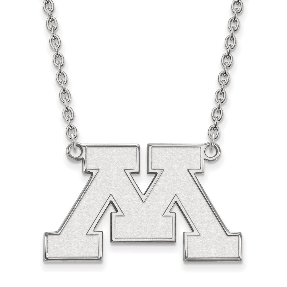 10k White Gold U of Minnesota Large Initial M Pendant Necklace, Item N11725 by The Black Bow Jewelry Co.