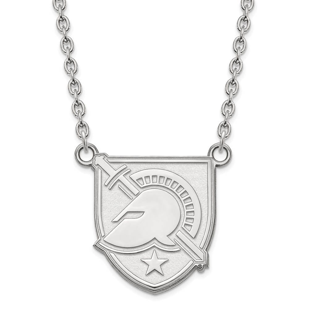 10k White Gold Military Academy Large Shield Necklace, Item N11729 by The Black Bow Jewelry Co.