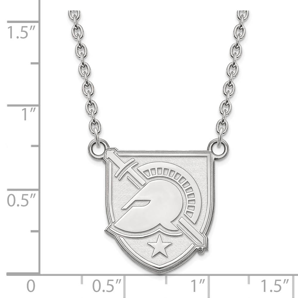 Alternate view of the 10k White Gold Military Academy Large Shield Necklace by The Black Bow Jewelry Co.