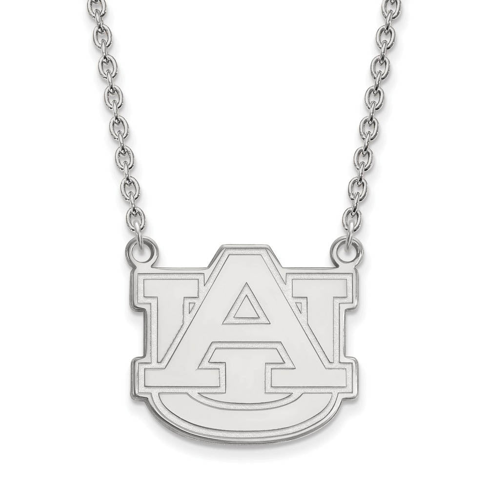 10k White Gold Auburn U Large 'AU' Pendant Necklace, Item N11738 by The Black Bow Jewelry Co.