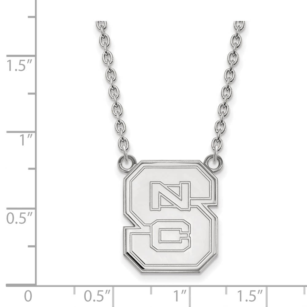 Alternate view of the 10k White Gold North Carolina Large 'NCS' Pendant Necklace by The Black Bow Jewelry Co.