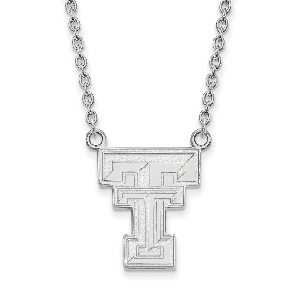 10k White Gold Texas Tech U Large 'TT' Pendant Necklace, Item N11748 by The Black Bow Jewelry Co.