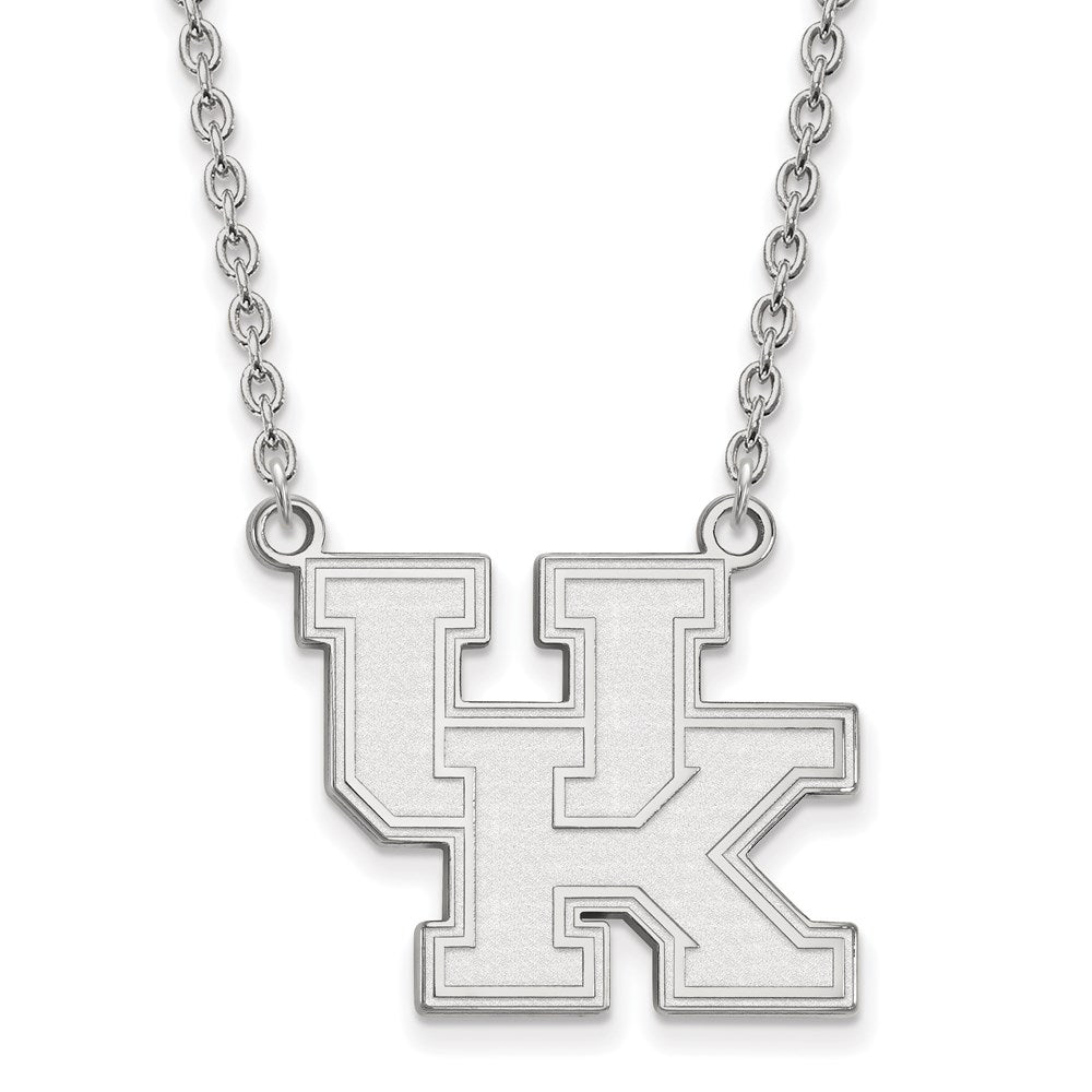 10k White Gold U of Kentucky Large 'UK' Pendant Necklace, Item N11752 by The Black Bow Jewelry Co.