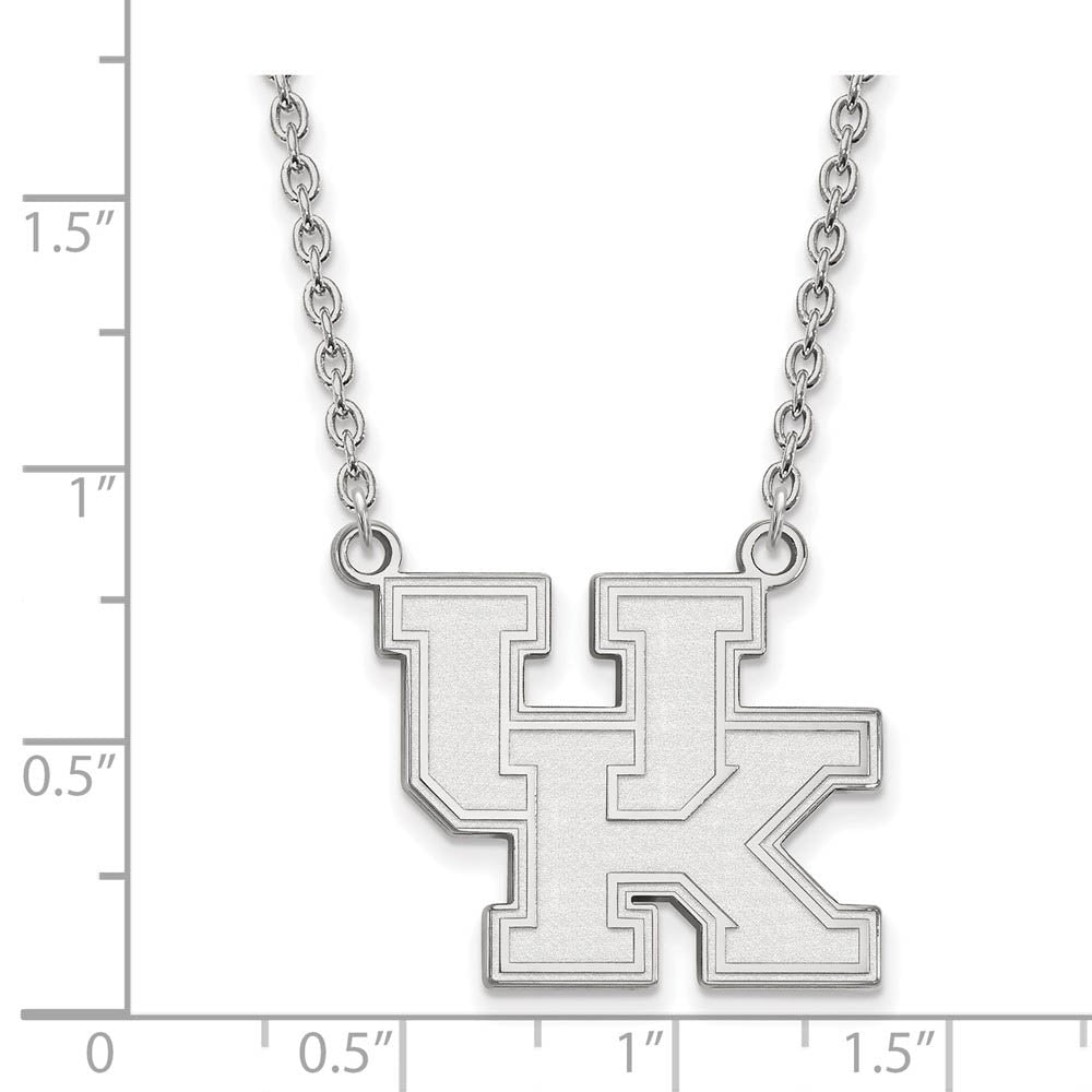 Alternate view of the 10k White Gold U of Kentucky Large 'UK' Pendant Necklace by The Black Bow Jewelry Co.
