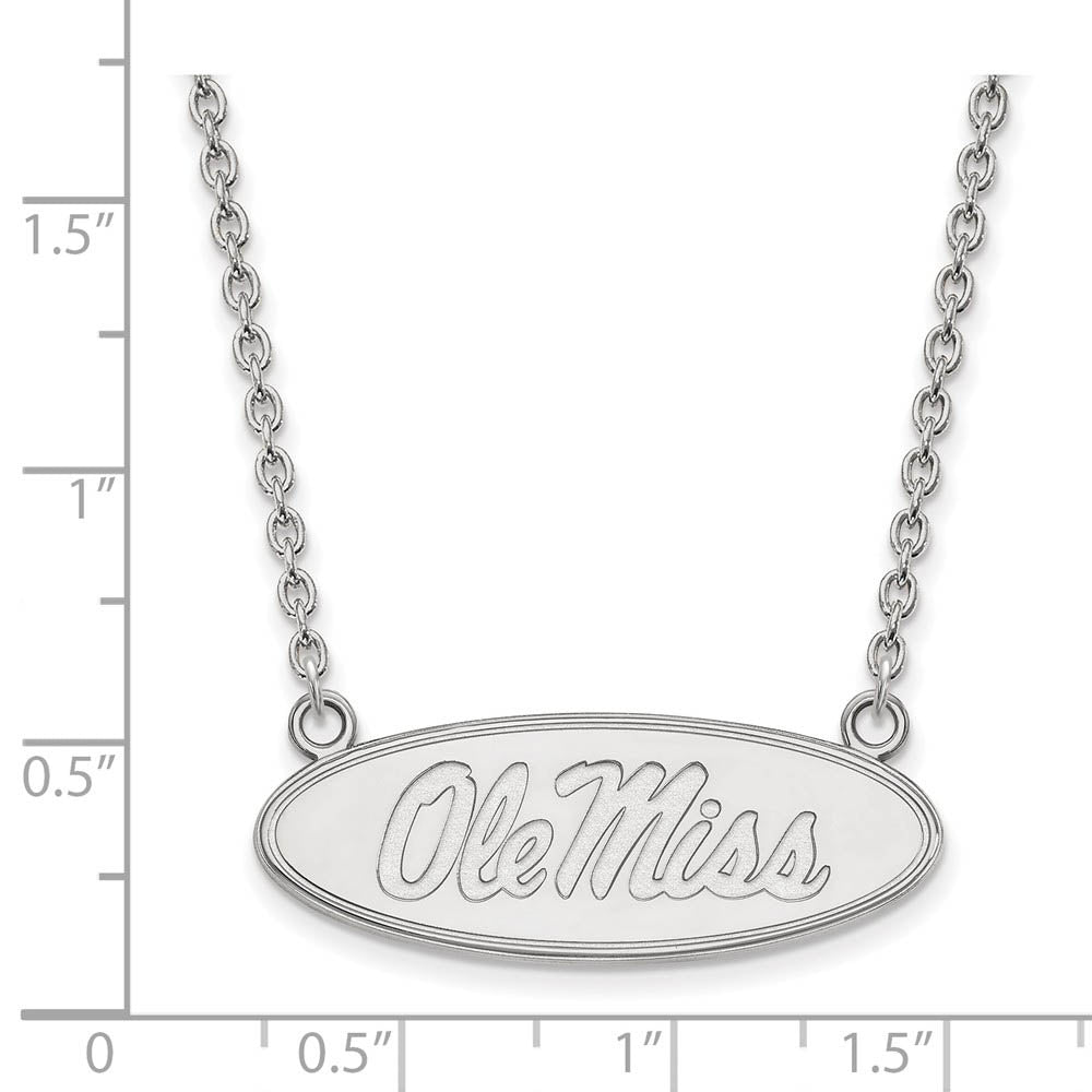 Alternate view of the 10k White Gold U of Mississippi Large Ole Miss Pendant Necklace by The Black Bow Jewelry Co.