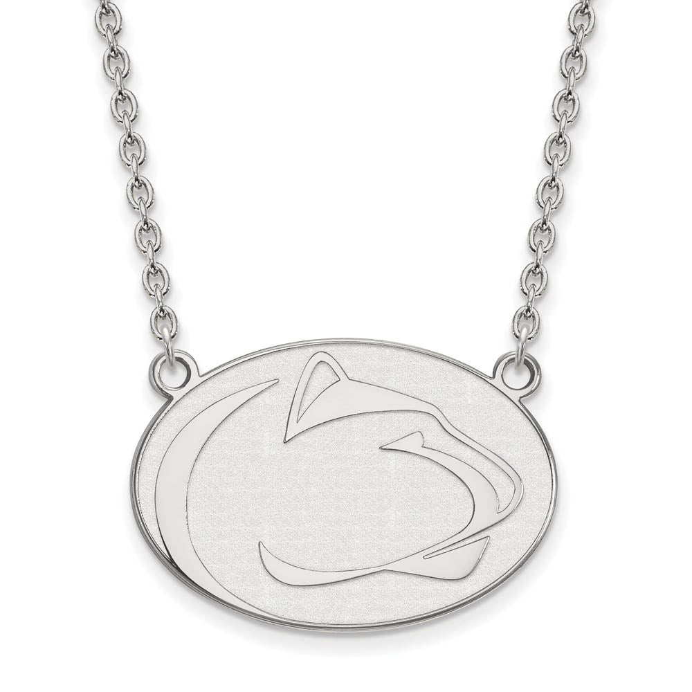 10k White Gold Penn State Large Pendant Necklace, Item N11762 by The Black Bow Jewelry Co.