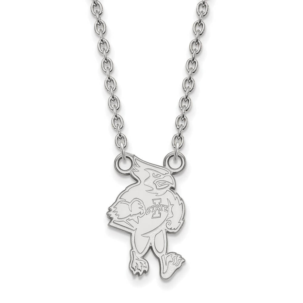 10k White Gold Iowa State Large Pendant Necklace, Item N11763 by The Black Bow Jewelry Co.