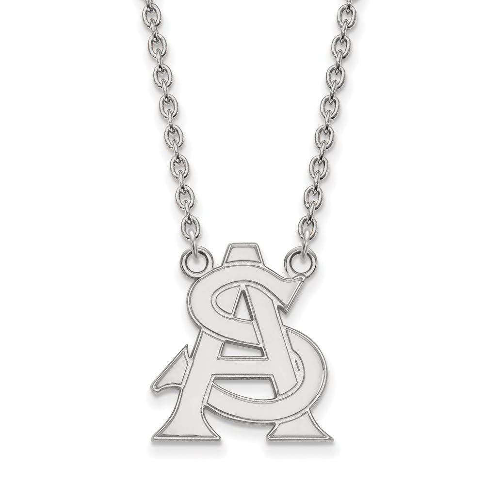 10k White Gold Arizona State Large Pendant Necklace, Item N11768 by The Black Bow Jewelry Co.